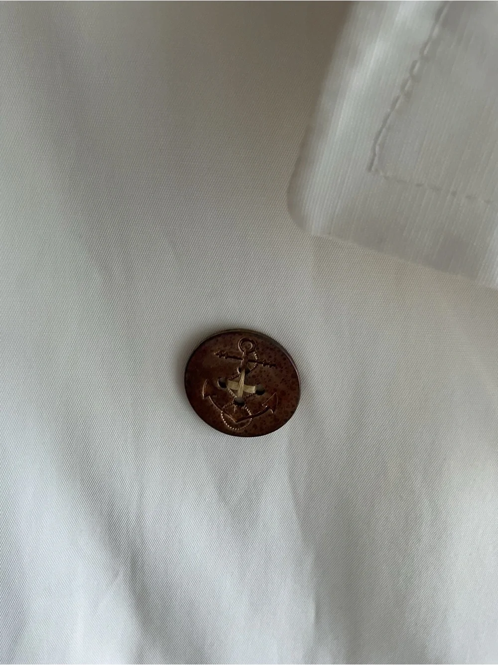 Ralph Lauren White Double-Breasted Peacoat with Brown Buttons - Picture 2 of 4